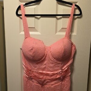 Fashion Nova Pink Lace Bustier Dress